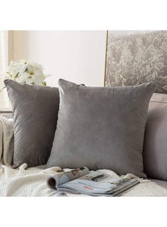 Buy 5-Piece Solid Pattern Decorative Pillow Velvet Light Grey 30 x 30centimeter in Saudi Arabia