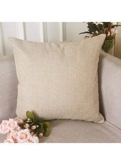 Buy 6-Piece Linen Decorative Solid Filled Cushion Set Light Beige 45x45cm in Saudi Arabia