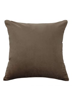 Buy 6-Piece Velvet Decorative Solid Filled Cushion Set Brown 45x45cm in Saudi Arabia