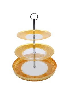 Buy Acrylic 3 Layers Cake Stand Clear/Gold/Black 34x42cm in UAE