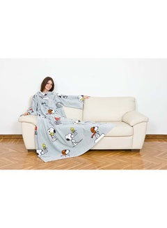 Buy Kanguru Deluxe Blanket With Sleeves polyester Grey 180x140cm in Egypt