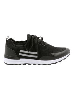 Buy Reflective Side Striped Trainers Black in Saudi Arabia