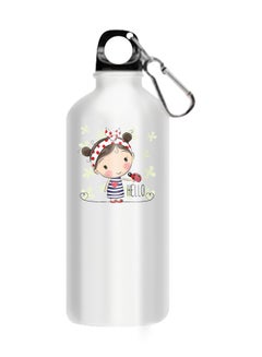 Buy Hello Printed Water Bottle White 510ml in Egypt