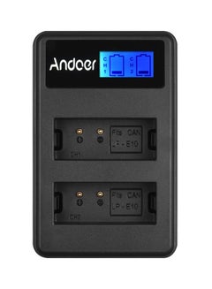 Buy LCD2-LPE10 Compact Dual Channel Battery Charger For Canon LP-E10 Black in Saudi Arabia