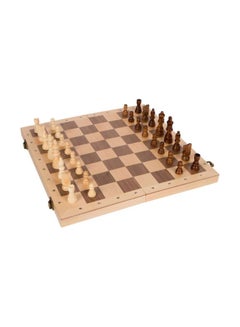 Buy Portable Compact Lightweight Authentic Detailing Wooden Chess Game Set 18x2.5x18inch in UAE