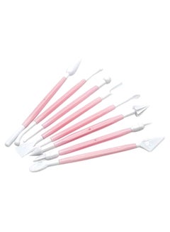 Buy 8-Piece Dual End Cake Decorating Carving Pen Set Pink/White in Egypt