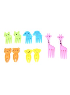 Buy 10-Piece Mini Animal Farm Fruit Fork Set Multicolour in UAE