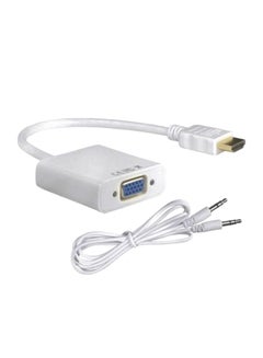 Buy HDMI Male To VGA Female Video Converter Adapter Cable With Audio White in Egypt