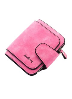 Buy PU Leather Zipper Short Wallet Pink in Saudi Arabia