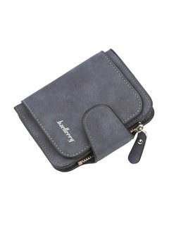 Buy PU Leather Zipper Short Wallet Blue in Saudi Arabia