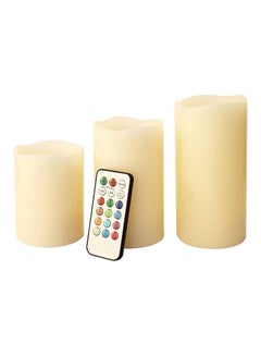 Buy 3-Piece Flameless Candle With Remote Control Set Multicolour 285grams in UAE