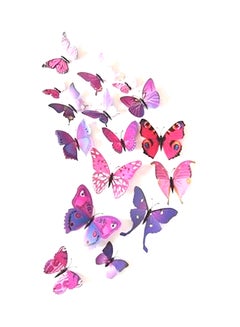 Buy 12Pcs Purple 3D Butterfly Decal Wall Stickers Pink 12*12*6centimeter in UAE