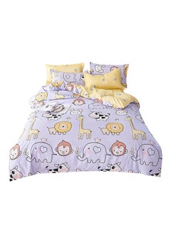 Buy 4-Piece Happy Ranch Design Bedding Set Polyester Purple/Yellow/Brown Duvet Cover 150x200 Cm, Bed Sheet 160x220 Cm, Pillow Cover 48x75cm in Saudi Arabia