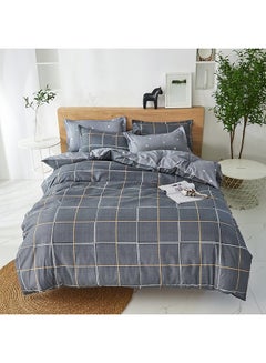 Buy 3-Piece Gentleman Taste Design Bedding Set polyester Dark Grey/Yellow/White in UAE