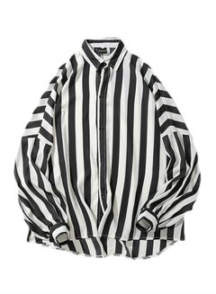 Buy Collared Neck Long Sleeve Shirt Black in Saudi Arabia