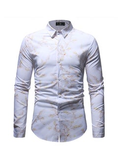 Buy Long Sleeves Collared Neck Shirt White/Beige in Saudi Arabia
