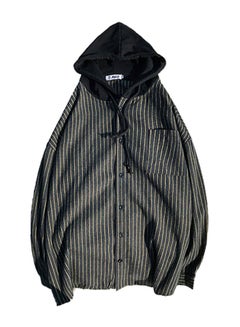 Buy Long Sleeves Hooded Neck Shirt Black in Saudi Arabia
