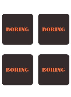 اشتري 4-Piece Printed Coaster Set Brown/Orange 15 x 15cm في مصر