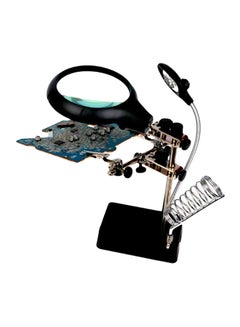 Buy Helping Hand Magnifier With Soldering Iron Stand Silver/Black in UAE