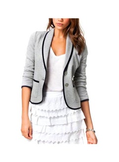 Buy Long Sleeves Blazer Grey/Black in Saudi Arabia