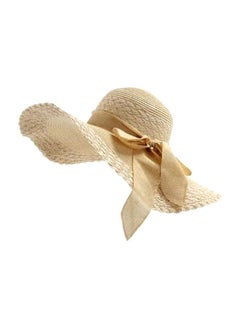 Buy Straw Summer Bowknot Hat Beige in Saudi Arabia