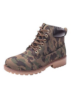 Buy Lace-Up Martin Boots Brown/Green in Saudi Arabia