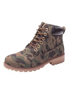 Buy Lace-Up Ankle Boots Camouflage Green in Saudi Arabia