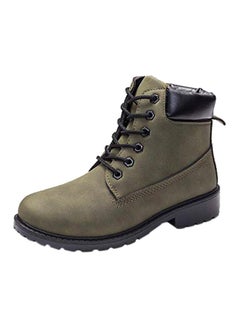Buy Lace Up Ankle Boots Green in Saudi Arabia