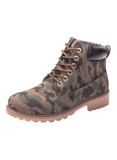 Buy Lace Up Ankle Boot Camouflage Green in UAE