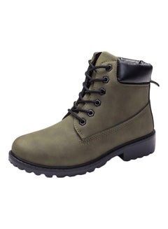 Buy Lace-Up Boots Green/Black in Saudi Arabia