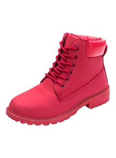 Buy Lace-Up Boots Red in UAE