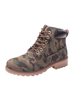 Buy Lace Up Ankle Boot Camouflage Green in UAE