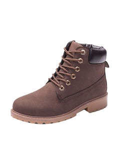 Buy Lace Up Ankle Boots Dark Brown in Saudi Arabia