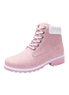 Buy Lace Up Ankle Boots Pink in UAE