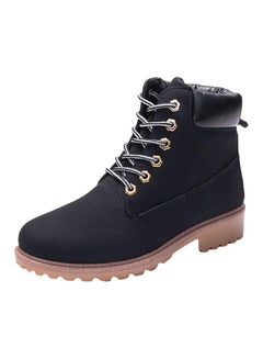 Buy Lace Up Ankle Boots Black in UAE