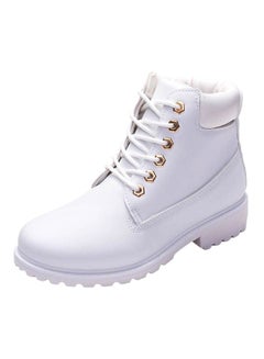 Buy Lace Up Ankle Boots White in UAE