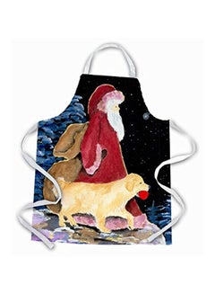 Buy Santa Claus With Golden Retriever Printed Apron Black/Beige/Red 31x0x27inch in Egypt