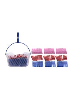 Buy 91-Piece Cloth Clips With Basket Clear/Blue/Red Medium in UAE