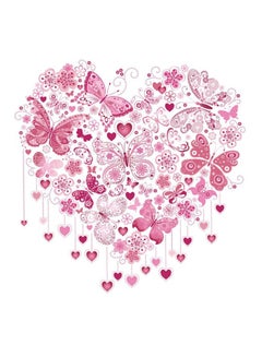 Buy Cartoon Butterfly Heart Floral Pattern Wall Sticker Pink 60 x 90cm in UAE