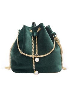 Buy Chain Detail Bucket Bag Green/White/Gold in Saudi Arabia