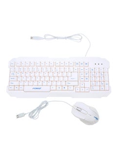 Buy USB Wired Keyboard And 3D Optical Mouse Combo Set White/Blue in Saudi Arabia