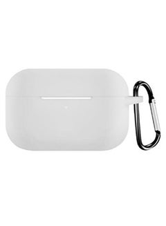 Buy Silicone Case Cover For Apple AirPods Pro With Carabiner White in UAE