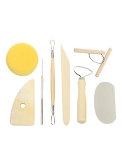 Buy 8-Piece Carving Craft Pottery Tool Set Beige/Yellow/Silver in UAE