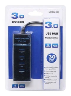 اشتري موزع بـ 4 منافذ USB 3.0 فائق السرعة أسود في الامارات