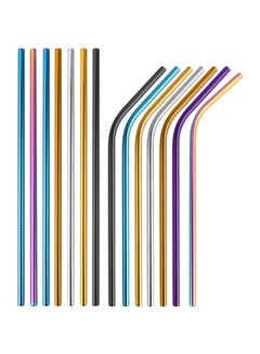 Buy 3-Piece Reusable Straw Set With Cleaning Brush And Bag Multicolour in Saudi Arabia