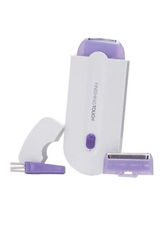Buy Instant Painless Facial Body Hair Remover Trimmer Shaver White/Purple 12 x 4.7 x 1.3centimeter in UAE