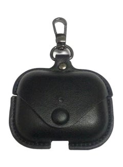 اشتري Protective Leather Case Cover With Anti-Lost Buckle For Apple AirPods Pro 3 Black في السعودية