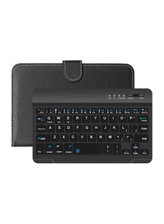 اشتري Portable PU Leather BT Wireless Keyboard With Protective Case Cover For 4.5-6.8-Inch Tablets Black في السعودية