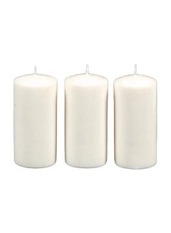 Buy 3-Piece Unscented Pillar Candle Set White 5.8x2.8inch in Saudi Arabia