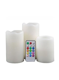 Buy 3-Piece Color Changing Candle With Remote Multicolour in UAE